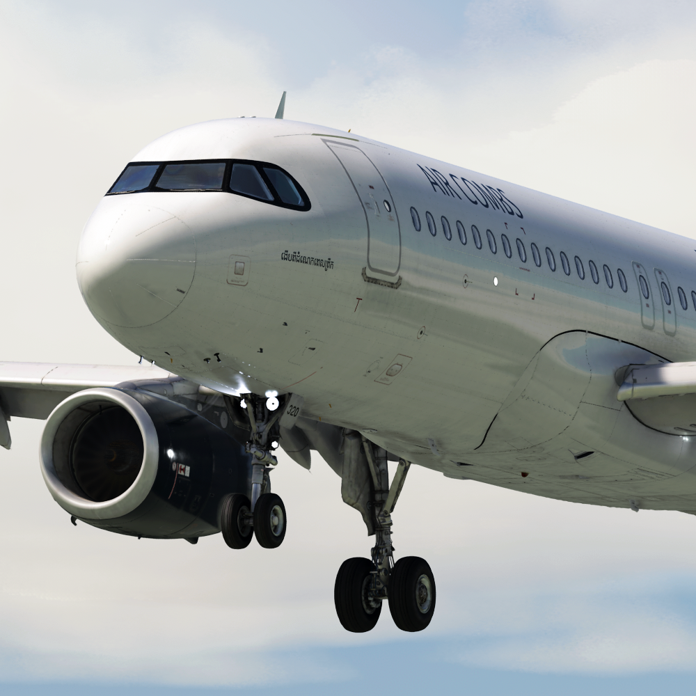 Closeup of Air Combs A320 on approach