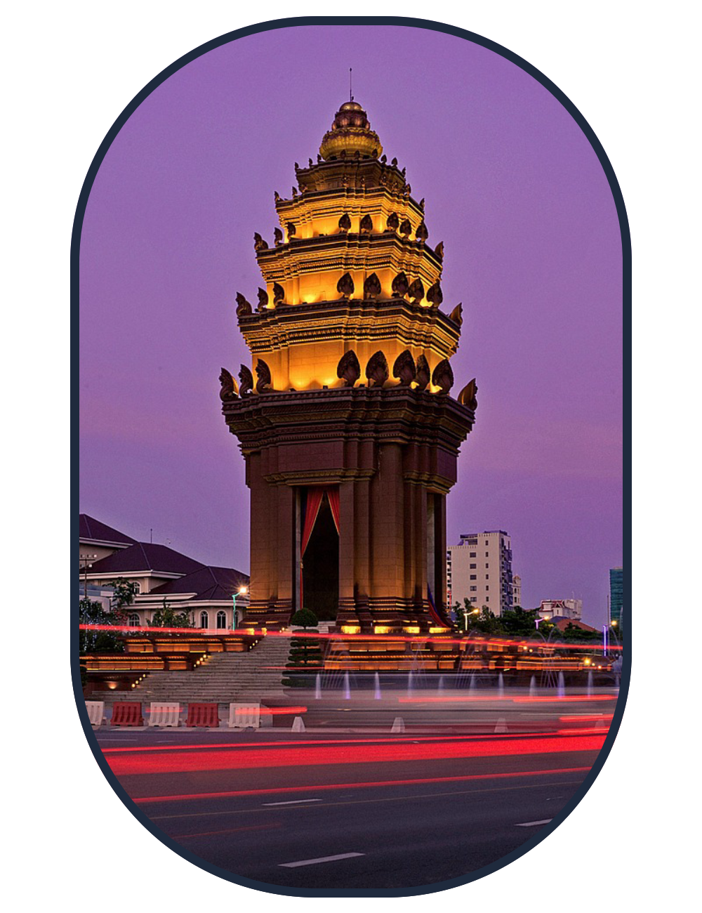 Phnom Penh Independence Monument during blue hour