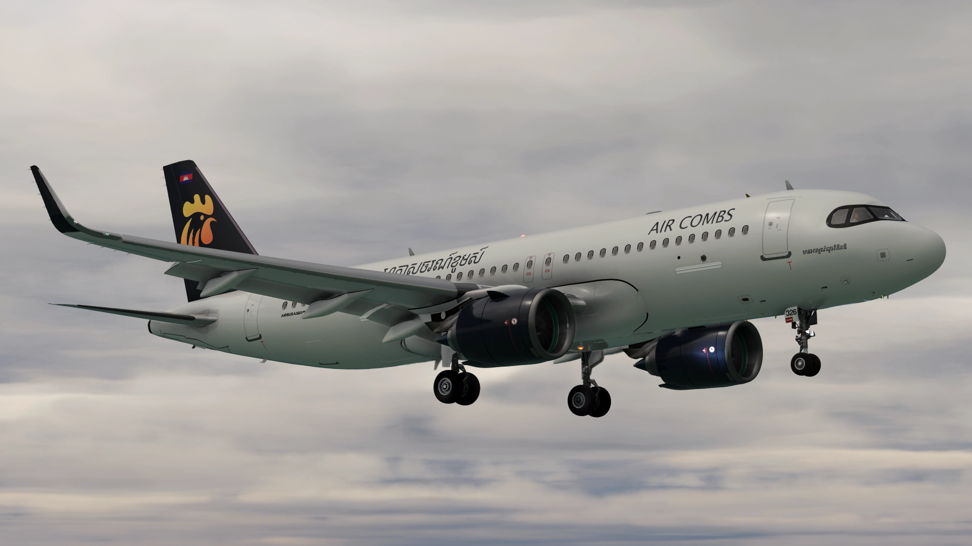 Air Combs A320neo on short final