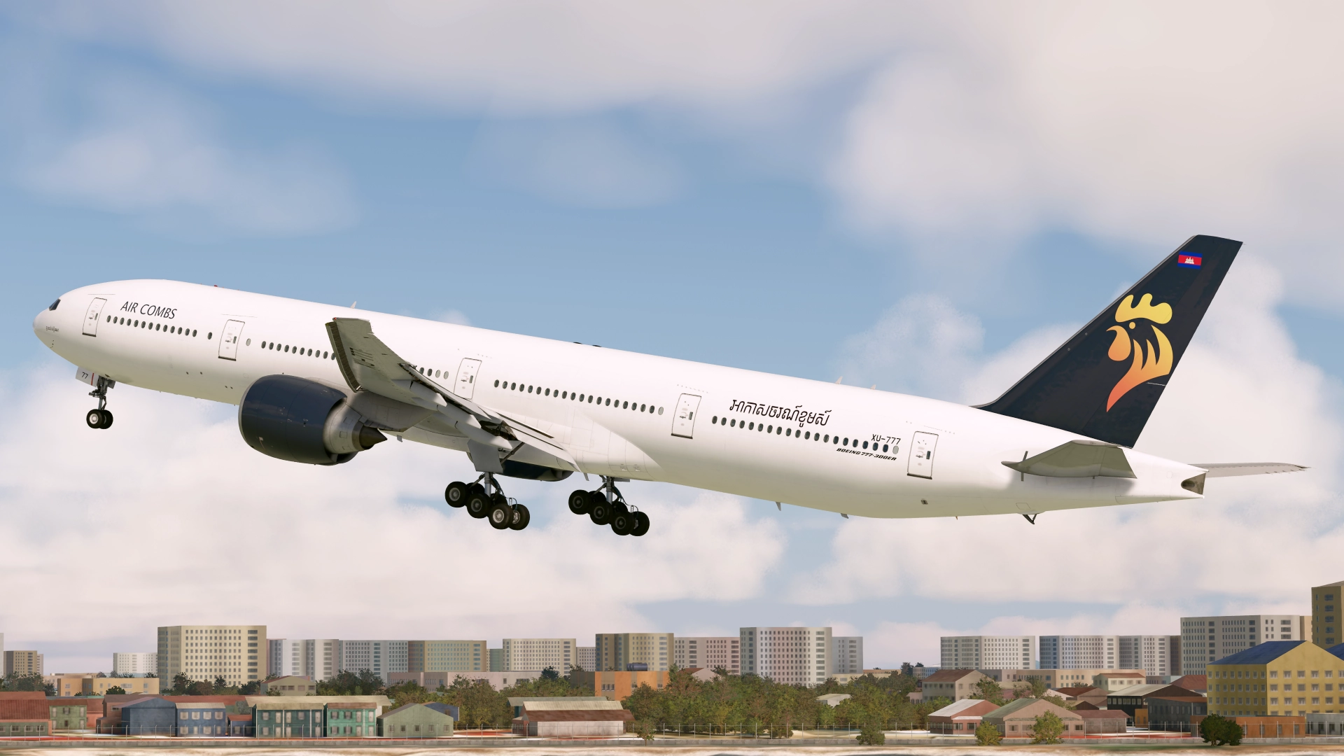 Air Combs Boeing 777-300ER rotation in the morning