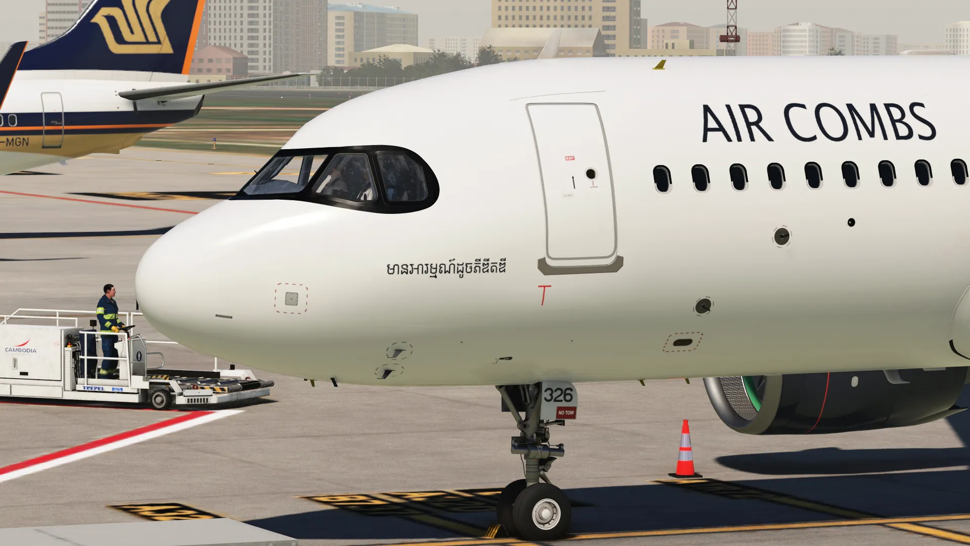 Air Combs A320neo getting ready for pushback